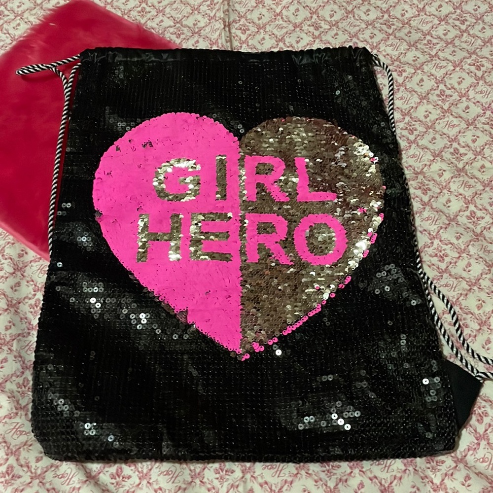 7 for $20 Girl Hero Justice Sequin Drawstring Bag